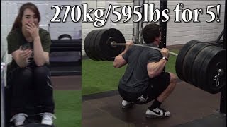 Clarence Squats 270kg595lbs for 5 reps Eoin does Crossfit and Handstand Walking Race [upl. by Smail]