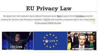 Lecture 32  GDPR the EUs new data privacy law key principles and CCSP exam related understanding [upl. by Ylrac959]