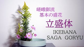 【生け花】嵯峨御流の基本の盛花・立盛体【ikebana】秋の野花背高泡立ち草秋桜野薔薇Basic flower arrangement基本的插花sagagoryuAutumn秋季瓶花 [upl. by Ina]