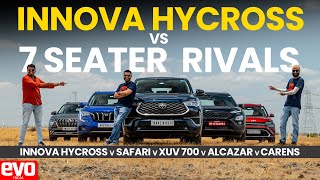 Innova HyCross vs Safari vs XUV700 vs Alcazar vs Carens  7Seater MegaComparo  evo India [upl. by Claudell272]