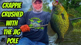 CRAPPIE CRUSHED WITH THE JIG POLE Catching big black slabs [upl. by Oicanata]