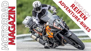 Vergleich Reifen für AdventureMotorräder  Der einzigartige Test auf Prüfstand und Rennstrecke [upl. by Ahsirtal]