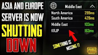 Bad News For Pubg Mobile Fans Asia and Europe Server is Now Shutting Down  True Or Not [upl. by Bassett]