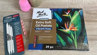 Using Oil Pastels for the FIRST TIME l Inexpensive Mont Marte Extra Soft Oil Pastels [upl. by Zarihs]