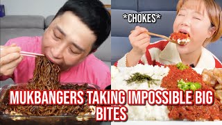 mukbangers taking IMPOSSIBLE big bites [upl. by Angeline]