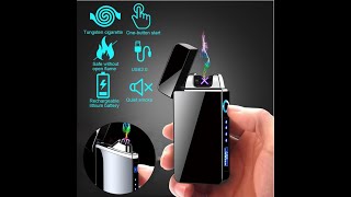 Windproof Dual Arc Lighter Flameless Electronic Rechargeable Electric Lighter with LED Power Display [upl. by Velma]