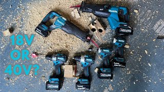 Makita XGT 40V VS LXT 18V Size Weight and POWER TESTED 3 Tools in One Video [upl. by Silvers]