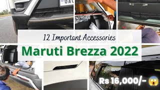 LXI to ZXi NEW MARUTI BREZZA 2022 CAR ACCESSORIES 12 very important just for Rs 16000 [upl. by Blasien]