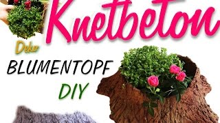 DIY  BLUMENTOPF aus KNETBETON  Beton deko  Baumstumpf  Gartendeko [upl. by Sherard]