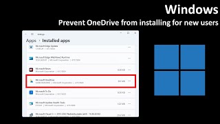 Windows Prevent OneDrive from installing for new users [upl. by Jessabell]