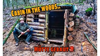 Building a cabin in the woods  Hütte im Wald gebaut  Bushcraft Hütte [upl. by Dev]