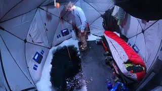 Ice Camping with a Giant Hole Sight Fishing Trout [upl. by Alverson]