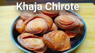 Khaja Chirote Recipe  Crispy Khaja Sweet Recipe [upl. by Kolb]