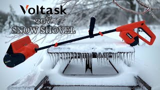 VOLTASK 20V Cordless Snow Shovel Review and Test Clear Snow with Ease 12Inch Path and 4AH Battery [upl. by Peppi125]