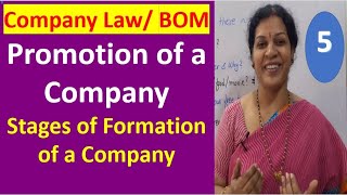 5 Company Law BOM  quotPromotion of a Company  Stages for Formation of Companyquot [upl. by Block371]