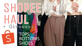 SHOPEE TryOn HAUL  Giveaway 💸  Patricia Centeno [upl. by Refitsirhc82]