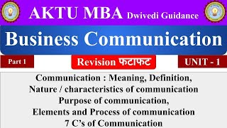 1 Business Communication mba 1st sem business communication aktu business communication bcom bba [upl. by Aigroeg339]