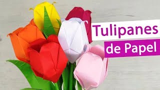 🌷 Tulipán de papel fácil y bonito – Flores de papel fáciles de hacer [upl. by Arlyn]