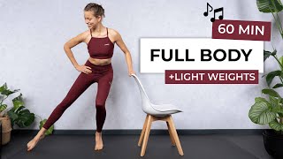 60 MIN FULL BODY WORKOUT WITH LIGHT DUMBBELLS  Barre AtHome [upl. by Naiviv402]