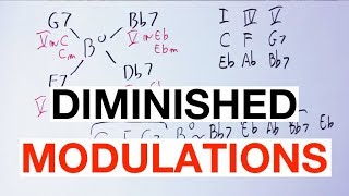 Changing KEY With Diminished Chords Made Easy Music Theory [upl. by Ardnovahs85]