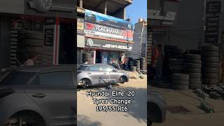 Hyundai Elite i20 Tyres Change 19555 R16  youtube shorts ytshorts hyundai i20 automobile [upl. by Hsirt]