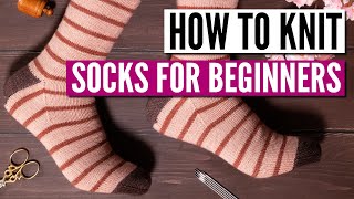 How to knit socks for beginners  Step by step tutorial really easy pattern [upl. by Ocir]