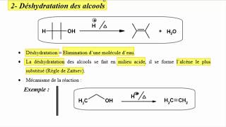 Hydrocarbure SMC S4 Déshydratation des alcools Élimination dune molécule deau règle de Zaïtsev 10 [upl. by Mighell]