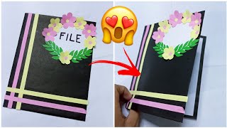 How to make handmade BEAUTIFUL BOOKLET for school projectstaple FREE BOOKLET With Design ideas [upl. by Cooperstein]