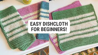 EASY Crochet Dishcloth Pattern for Beginners  Double Crochet Tutorial [upl. by Droffats675]