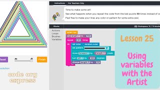 code org Express Course Lesson 25 Using Variables with the Artist [upl. by Ferneau]