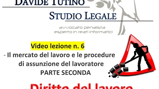 Diritto del lavoro  Video Lezione n 6 Il mercato del lavoroLassunzione del lavoratore 2 [upl. by Kirima]