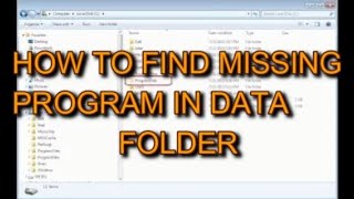 How to find missing Program data folder [upl. by Smart988]