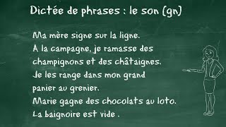 Étude du son gn  Dictée de phrases CE1 7 à 9 ans FLE begginer Learn french [upl. by Ahsytal]