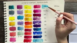 Winsor amp Newton professional watercolors  Swatching [upl. by Schaffel]