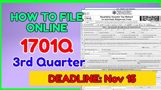 1701Q 3rd quarter How to File 1701Q for 3rd Quarter using eBIR Online [upl. by Atsed]