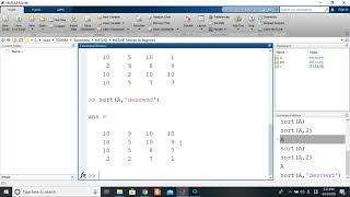 MATLAB 512 Arrays  Sorting and Rearranging Arrays sort unique [upl. by Nehtanhoj]