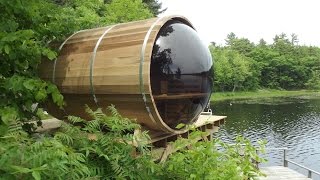 Panoramic View Cedar Barrel Sauna Assembly Video [upl. by Trellas]