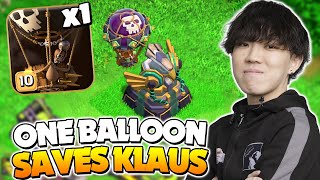 Klaus 1Balloon MIRACLE in Golden Ticket Tournament Clash of Clans [upl. by Beaner]