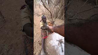 Dangerous Hadzabe tribe old woman meat indian hadzabetribe africantribe [upl. by Enert]