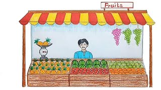 How to draw Fruit seller step by step [upl. by Ahcila]