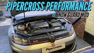 GOLF GTI MK7 Performance Air filter Pipercross  Snow Guard Removal DIY Increase Airflow MOD [upl. by Zinah]