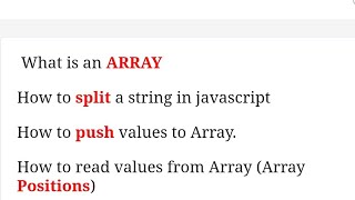 What is Array  Array Push operation  scripting SPLIT operation [upl. by Assillim]