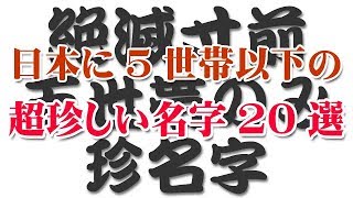 【極少名字】日本に5世帯以下の超珍しい名字（苗字）20選！ [upl. by Minier930]