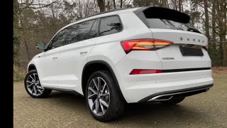 Skoda NEW Kodiaq 2023 Sportline in 4K Moon White Metallic 20 Inch Vega Walk around amp detail inside [upl. by Phillada]