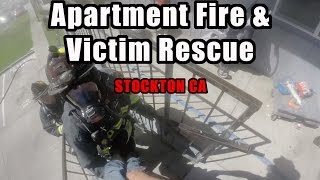 Apartment Fire • Victim Rescue • Stockton CA [upl. by Ros427]