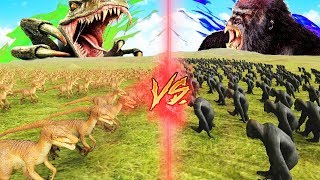 GORILAS VS VELOCIRAPTORES BATALLA Y FUTBOL  BEAST BATTLE SIMULATOR [upl. by Lore]