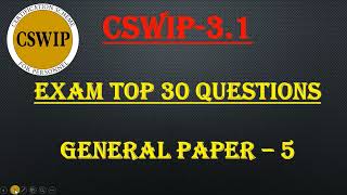 CSWIP 31Exam Top 30 QampA General Paper 5 [upl. by Alimac]