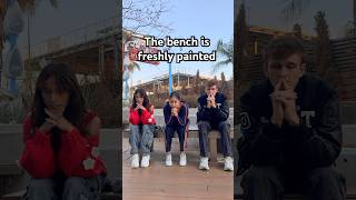 The bench is freshly painted 🤪 with SofiManassyan CarterKench Comedy Friends andragogan [upl. by Vashtia]