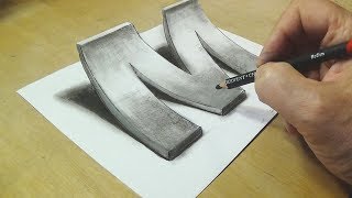 How To Draw A 3d Letter M  Awesome Trick Art [upl. by Aihsar771]