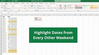 Highlight Every Other Weekend Date in Excel and Conditional Formatting [upl. by Meill]